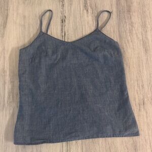 J.Crew Re-imagined Blue Cotton Chambray V-Neck Camisole Cami Top Womens 00